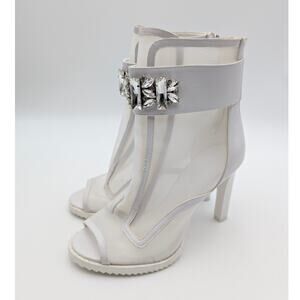 Karl Lagerfeld Blayze Mesh Ankle Heel Booties Women's White Size US6.5M EU37B